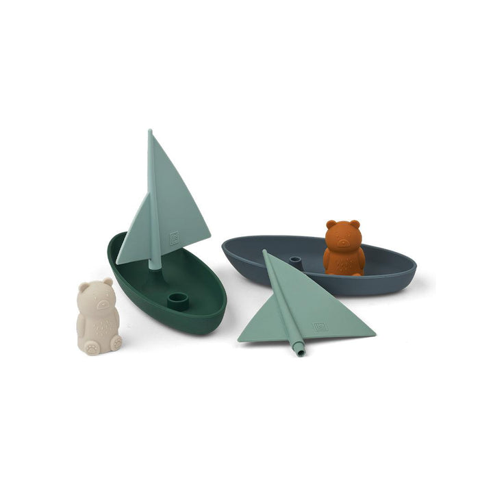 Liewood Ensley Boats - 2 Pack - Whale Blue Multi Mix-Bath Toys-Whale Blue Multi Mix- | Natural Baby Shower