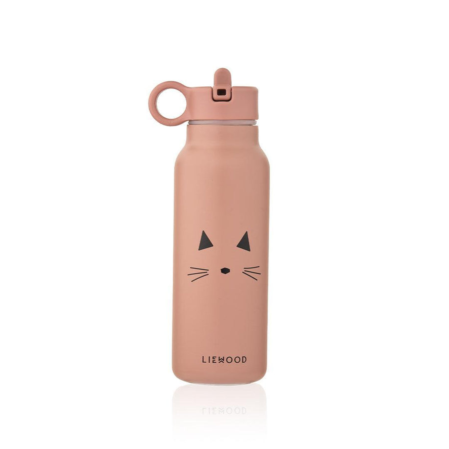 Liewood Falk Water Bottle 350ml - Cat Dark Rose-Drinking Bottles-Cat Dark Rose-One Size | Natural Baby Shower