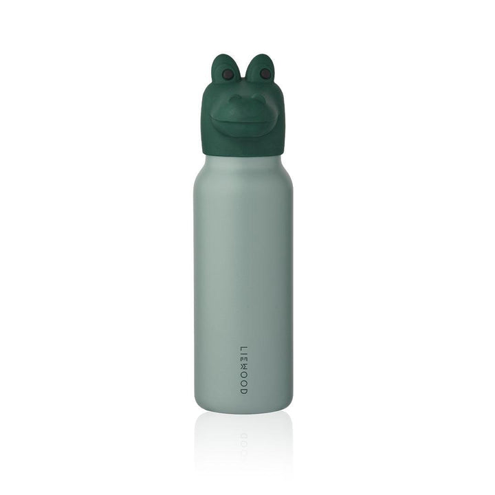 Liewood Falk Water Bottle With Crocodile Lid 350ml - Peppermint / Garden Green-Drinking Bottles-Peppermint / Garden Green-350ml | Natural Baby Shower