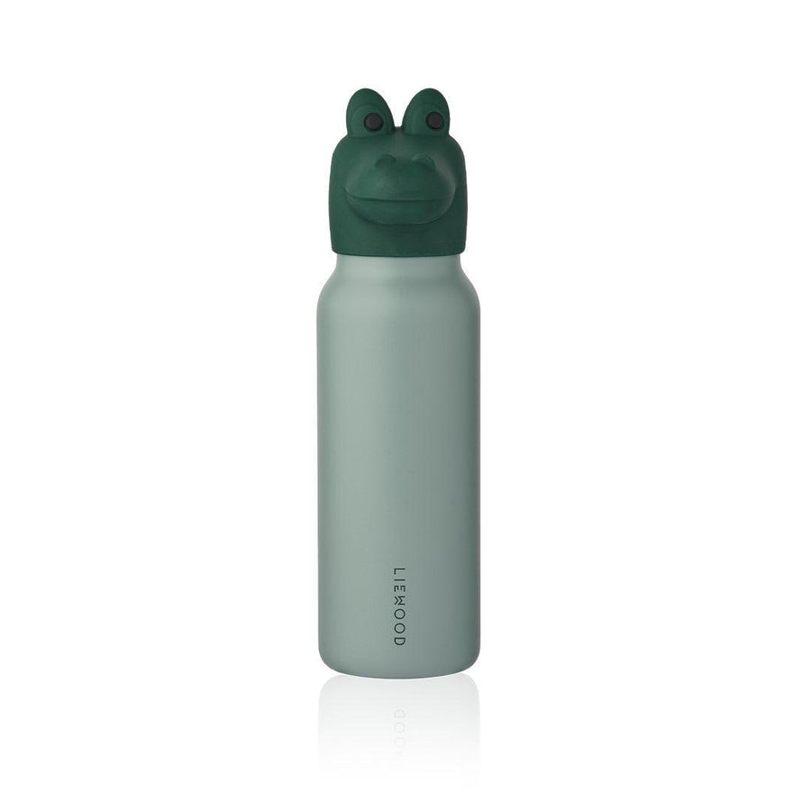 Liewood Falk Water Bottle With Crocodile Lid 350ml - Peppermint / Garden Green-Drinking Bottles-Peppermint / Garden Green-350ml | Natural Baby Shower