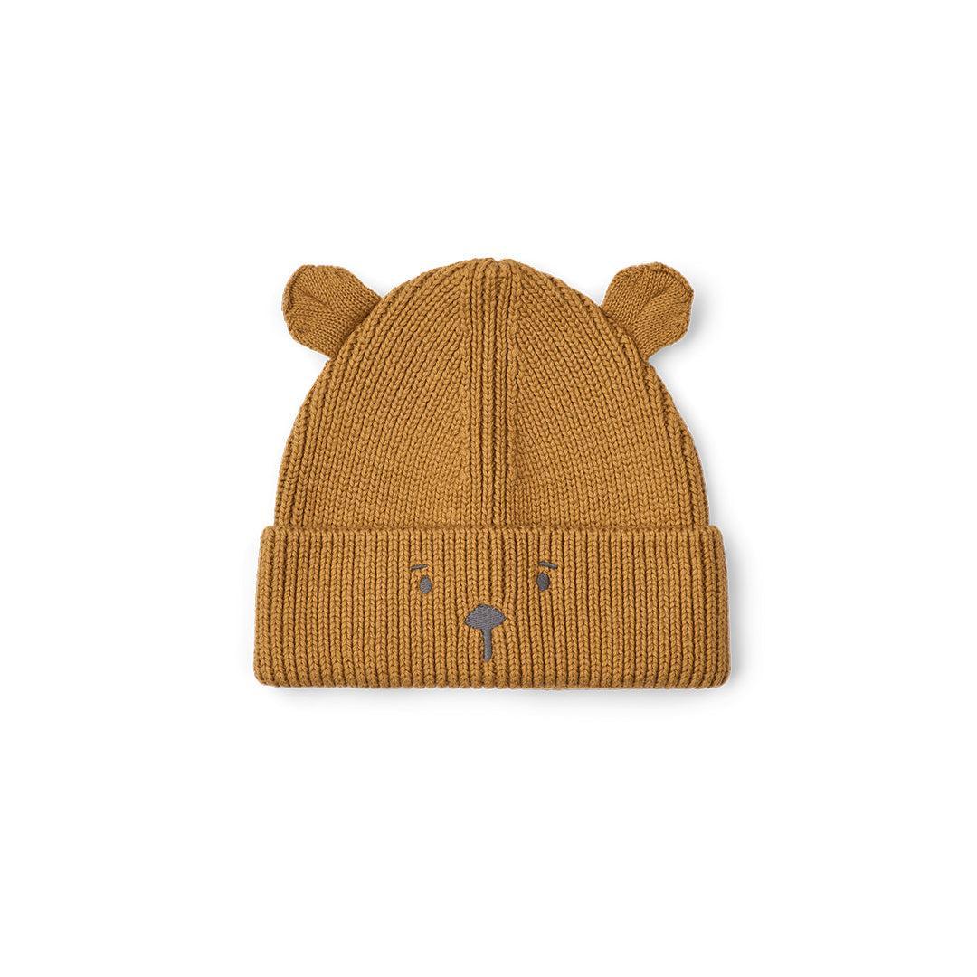 Liewood Gina Beanie With Bear Embroidery - Golden Caramel-Hats-6-9m- | Natural Baby Shower