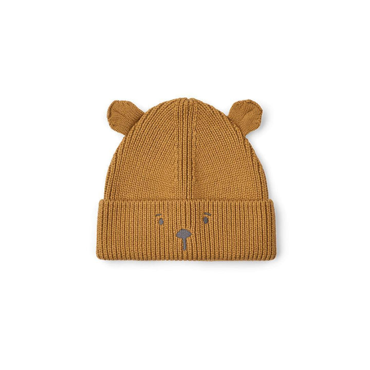 Liewood Gina Beanie With Bear Embroidery - Golden Caramel-Hats-6-9m- | Natural Baby Shower