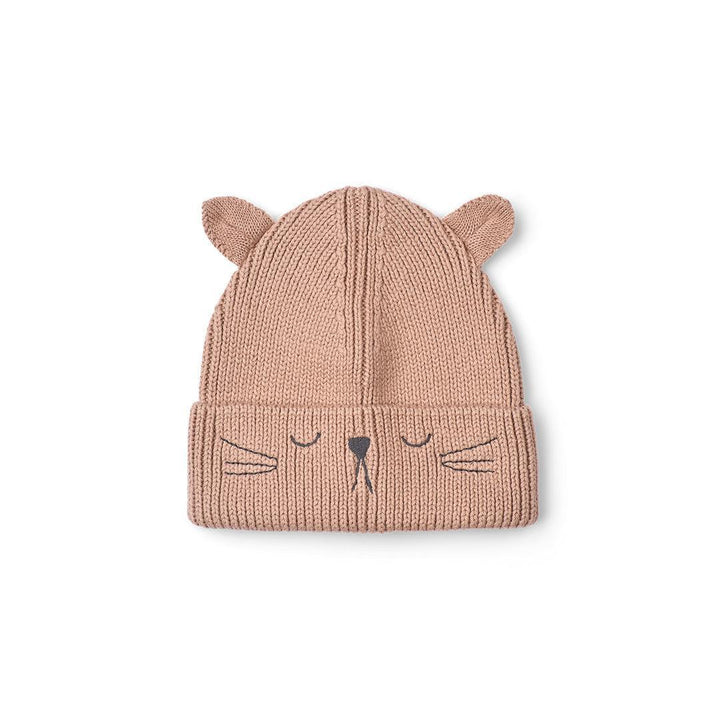 Liewood Gina Beanie With Cat Embroidery - Pale Tuscany-Hats-1-2y- | Natural Baby Shower