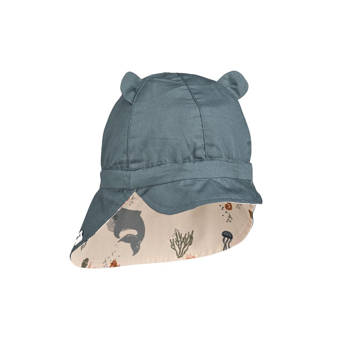 Liewood Gorm Reversible Sun Hat With Ears - Sea Creature - Sandy-Hats-Sea Creature/Sandy-0-3m | Natural Baby Shower