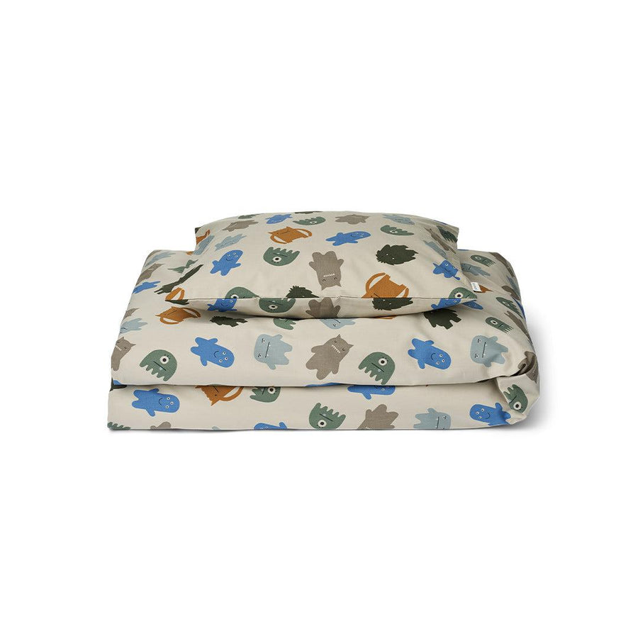Liewood Ingeborg Junior Printed Bedding - Monsters Blue Mix-Bedding Sets-Monsters Blue Mix- | Natural Baby Shower