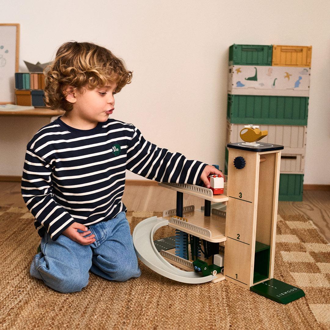 Liewood Jordy Wooden Multi Play Parking Tower - Beach Blue Multi Mix-Role Play- | Natural Baby Shower