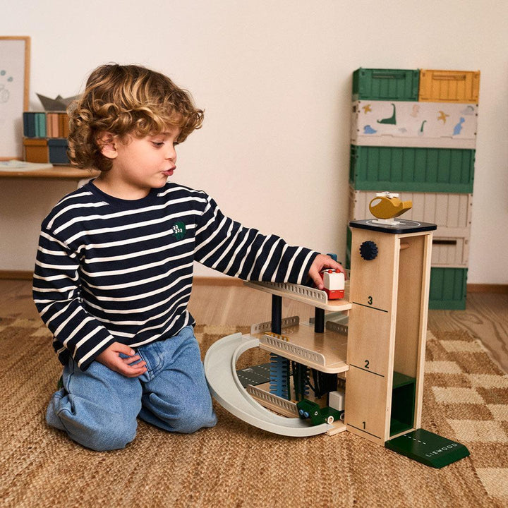 Liewood Jordy Wooden Multi Play Parking Tower - Beach Blue Multi Mix-Role Play- | Natural Baby Shower
