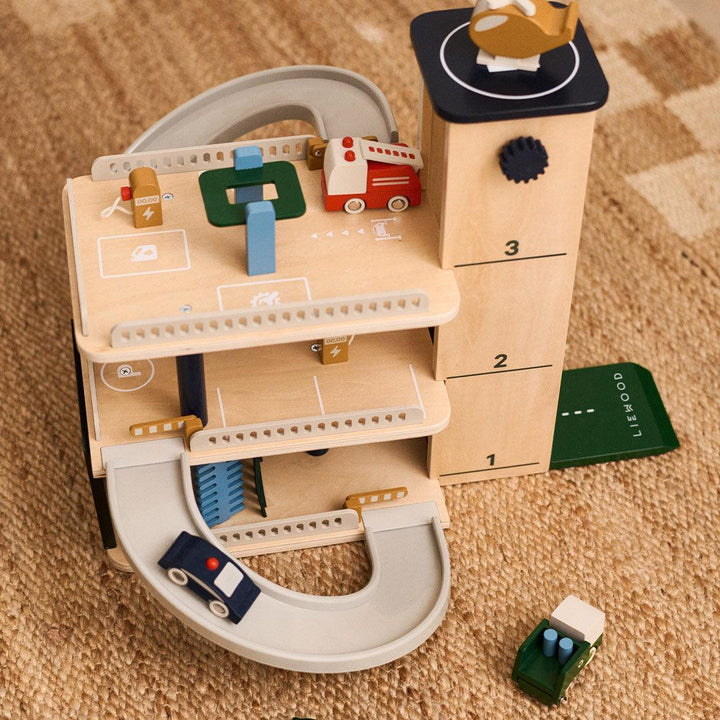 Liewood Jordy Wooden Multi Play Parking Tower - Beach Blue Multi Mix-Role Play- | Natural Baby Shower