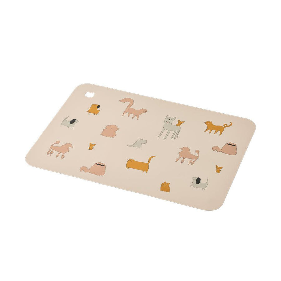 Liewood Jude Printed Placemat - Cats And Dogs / Sandy-Placemats-Cats And Dogs / Sandy-One size | Natural Baby Shower