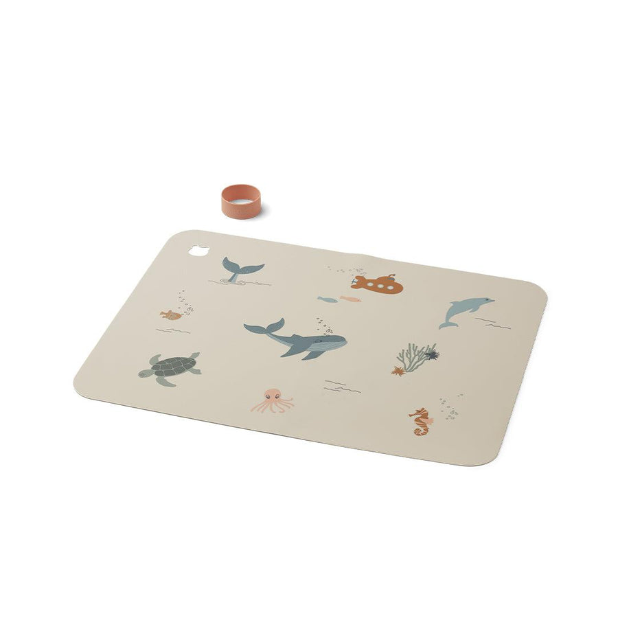 Liewood Jude Printed Placemat - Sea Creature - Sandy-Placemats-Sea Creature/Sandy- | Natural Baby Shower