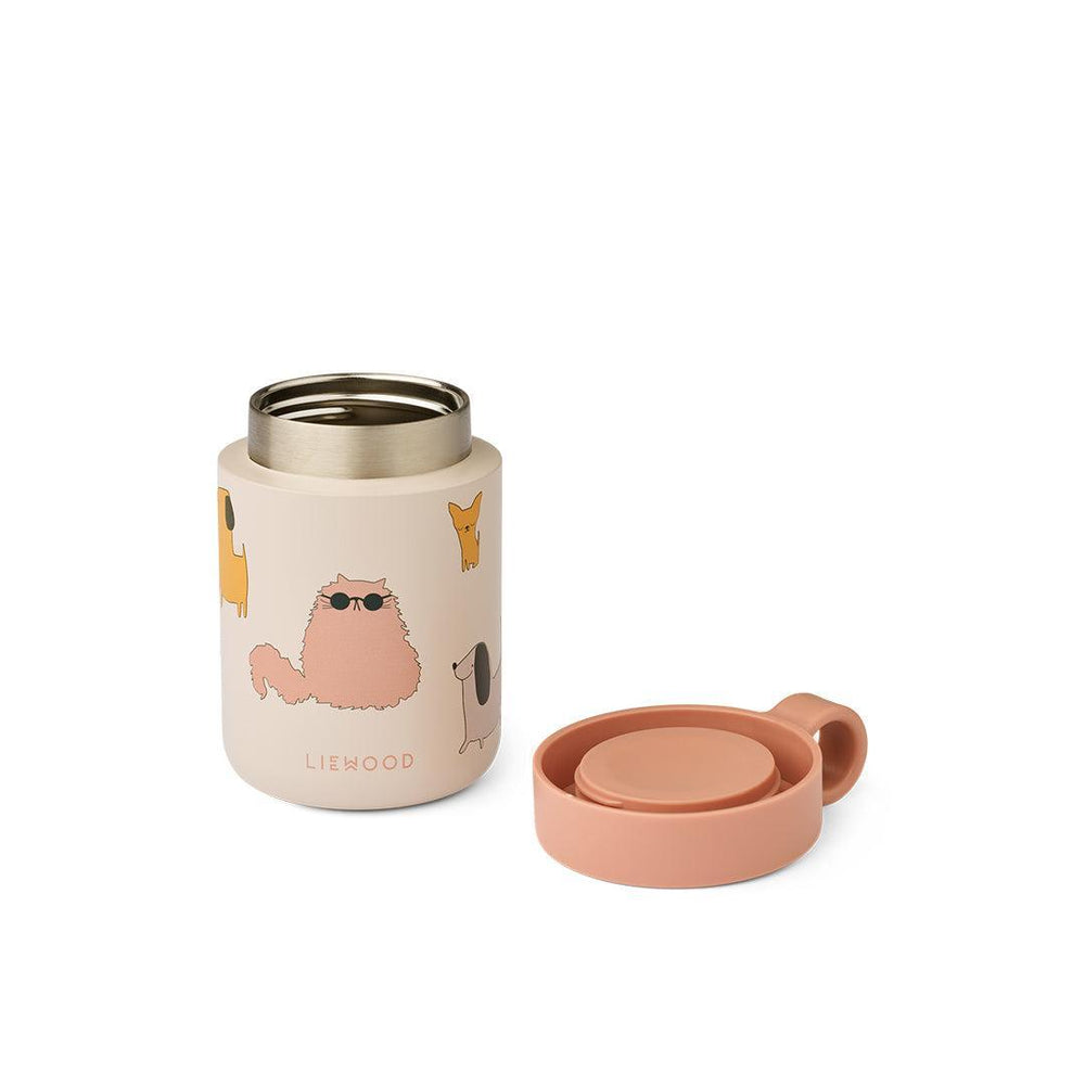 Liewood Kiani Printed Food Jar - Cats And Dogs / Sandy-Food Storage-Cats And Dogs / Sandy-One size | Natural Baby Shower