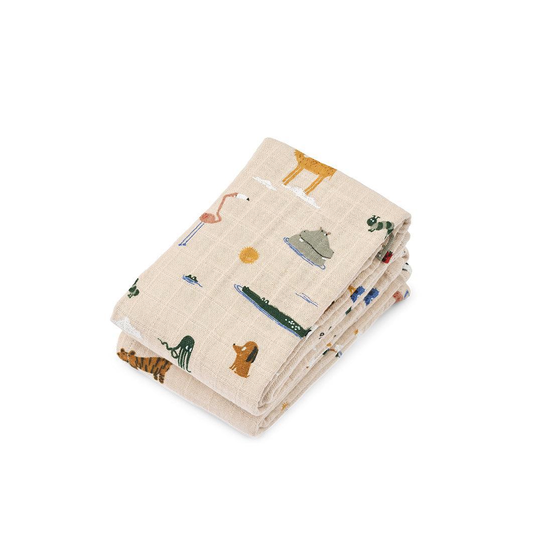 Liewood Lewis Muslin Cloth 2-Pack - Around The World / Sandy-Muslin Squares-Around The World / Sandy-One size | Natural Baby Shower