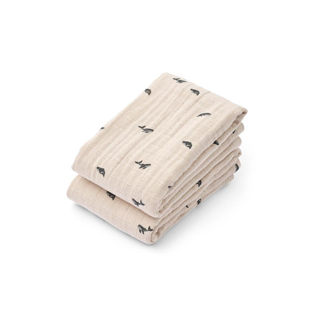 Liewood Lewis Muslin Cloth 2-Pack - Mini Whale / Sandy-Muslin Squares-Mini Whale / Sandy-One size | Natural Baby Shower