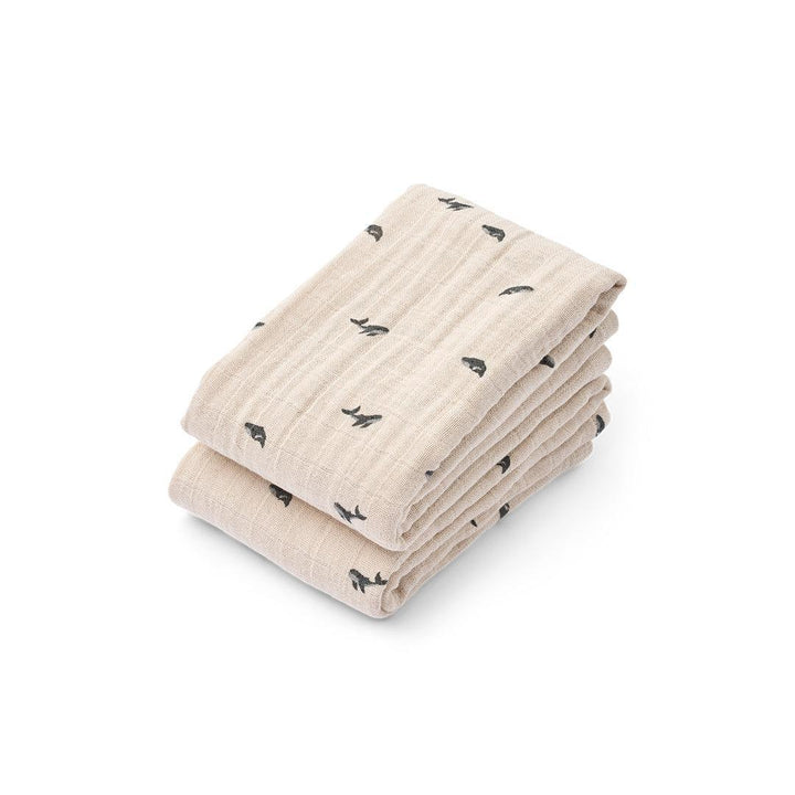 Liewood Lewis Muslin Cloth 2-Pack - Mini Whale / Sandy-Muslin Squares-Mini Whale / Sandy-One size | Natural Baby Shower