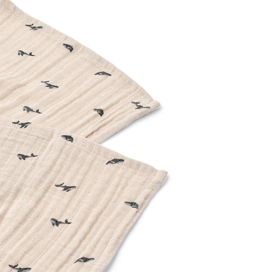 Liewood Lewis Muslin Cloth 2-Pack - Mini Whale / Sandy-Muslin Squares-Mini Whale / Sandy-One size | Natural Baby Shower