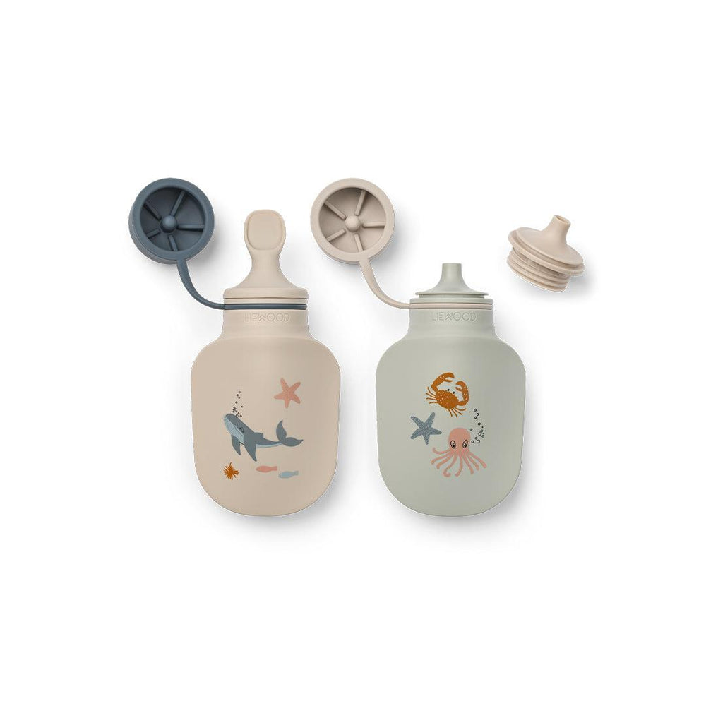 Liewood Lizzie Smoothie Bottle 2-Pack - Sea Creature / Sandy-Drinking Bottles-Sea Creature / Sandy-One Size | Natural Baby Shower