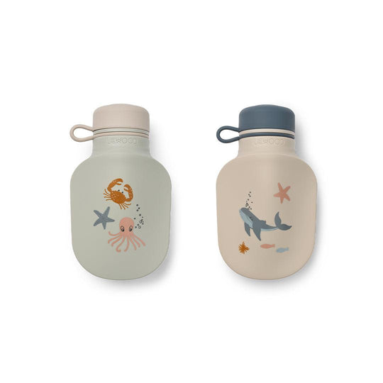 Liewood Lizzie Smoothie Bottle 2-Pack - Sea Creature / Sandy-Drinking Bottles-Sea Creature / Sandy-One Size | Natural Baby Shower
