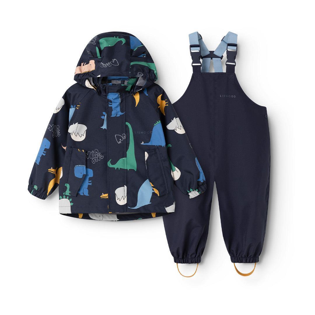 Liewood Manu Rainwear Set - Dino Roar / Classic Navy-Rainsuits + Sets-80- | Natural Baby Shower
