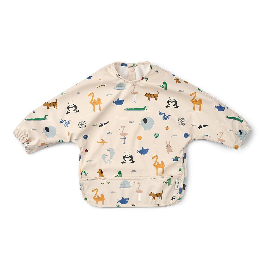 Liewood Merle Printed Cape Bib - Around The World / Sandy-Bibs-Around The World / Sandy-One size | Natural Baby Shower