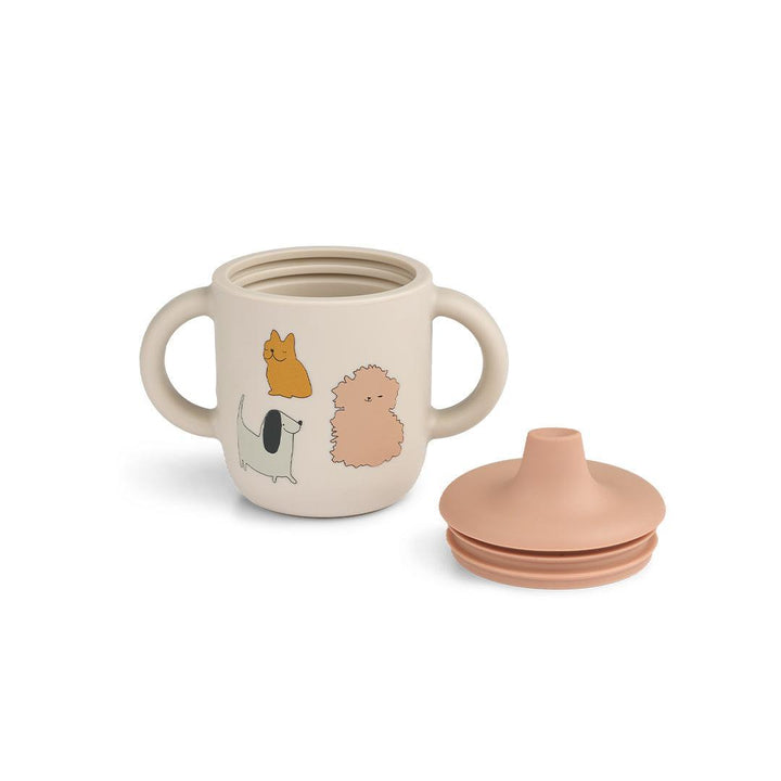 Liewood Neil Sippy Cup - Cats And Dogs / Sandy-Cups-Cats And Dogs / Sandy-One size | Natural Baby Shower