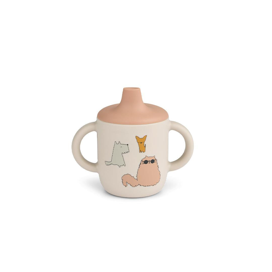 Liewood Neil Sippy Cup - Cats And Dogs / Sandy-Cups-Cats And Dogs / Sandy-One size | Natural Baby Shower