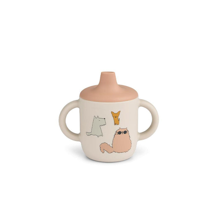 Liewood Neil Sippy Cup - Cats And Dogs / Sandy-Cups-Cats And Dogs / Sandy-One size | Natural Baby Shower