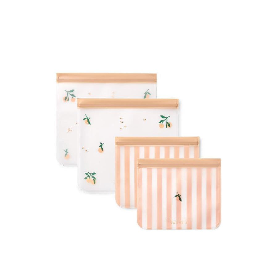 Liewood Rebus Reusable Food Bags 4-Pack - Peach / Sea Shell-Food Storage-Peach / Sea Shell-One size | Natural Baby Shower