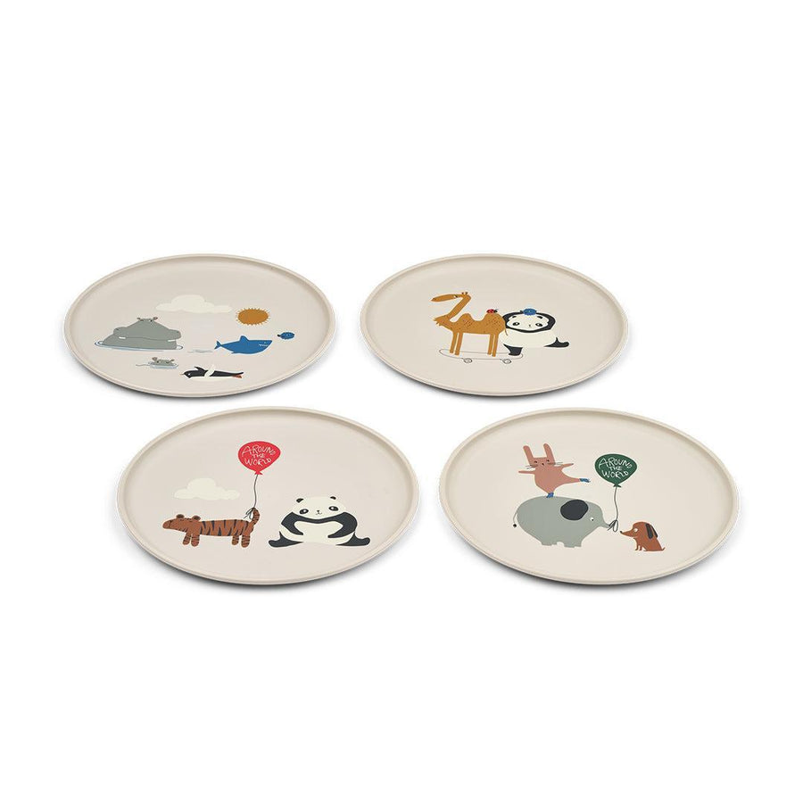 Liewood Remco Plate 4-Pack - Around The World / Sandy-Plates-Around The World / Sandy-One size | Natural Baby Shower