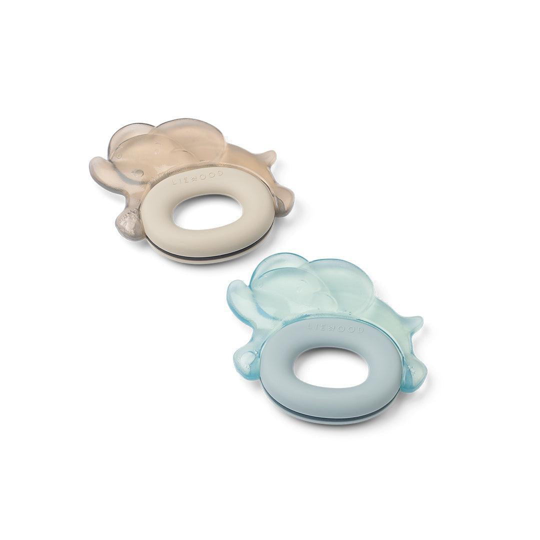 Liewood Rita Elephant Cooling Teether 2-Pack - Sandy / Dove Blue-Teethers-Sandy / Dove Blue- | Natural Baby Shower
