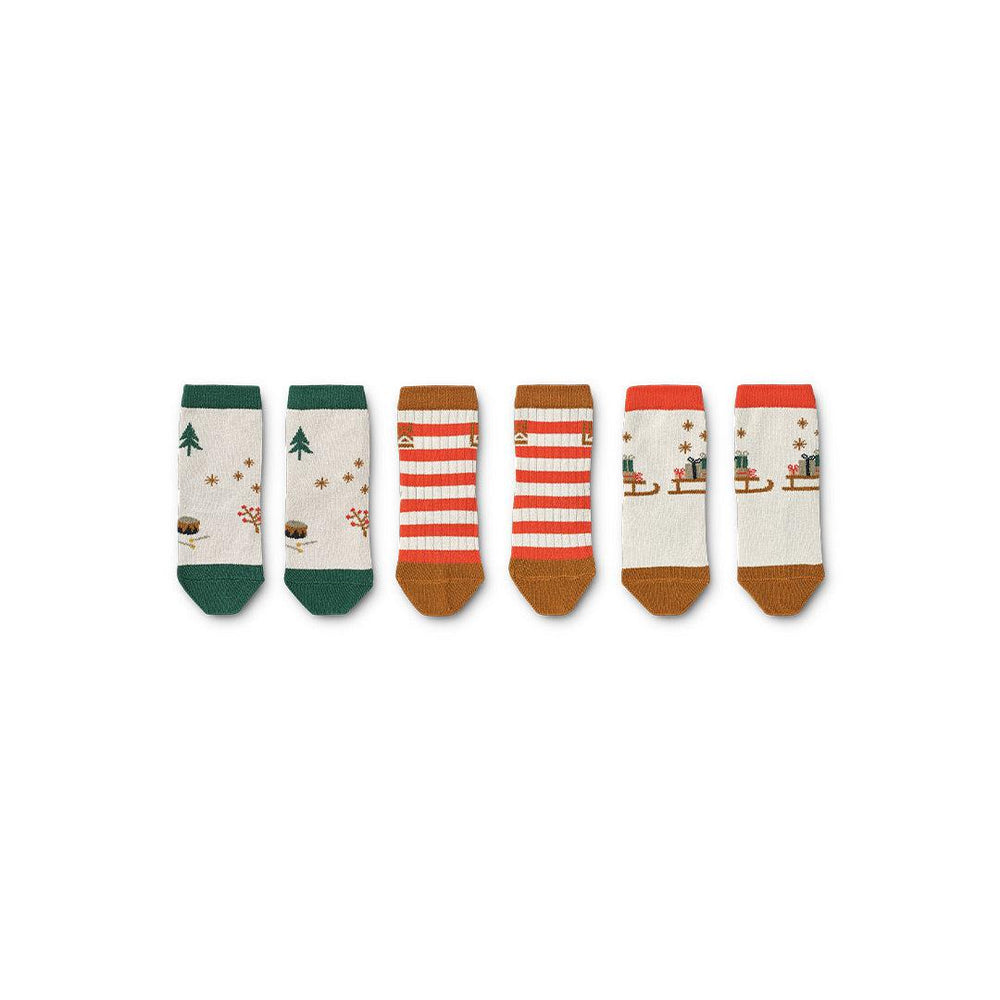 Liewood Silas Socks - 3 Pack - Holiday Sandy Mix-Socks-Holiday Sandy Mix-17-18 | Natural Baby Shower