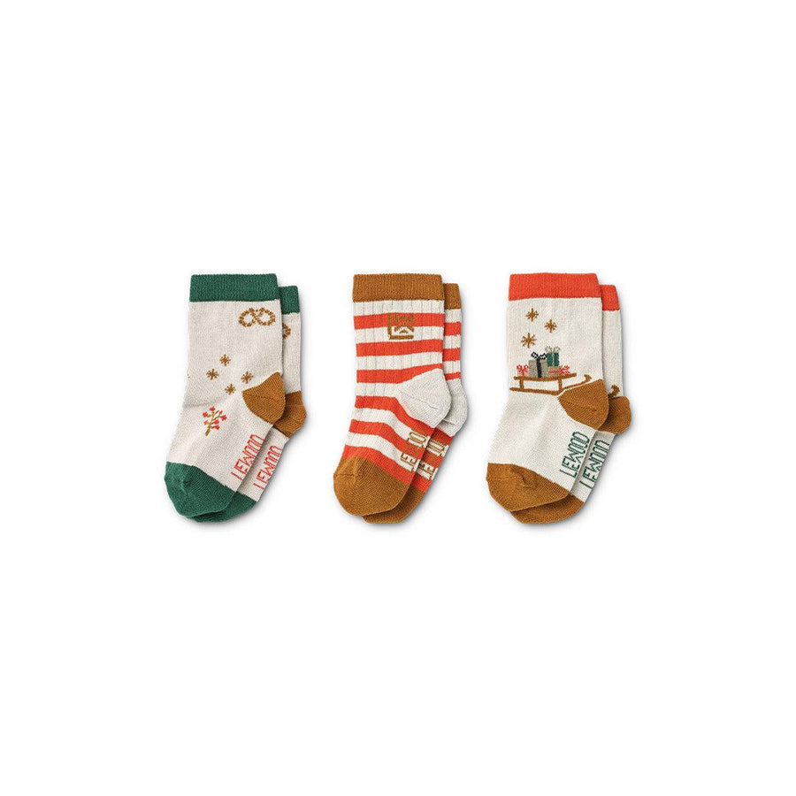 Liewood Silas Socks - 3 Pack - Holiday Sandy Mix-Socks-Holiday Sandy Mix-17-18 | Natural Baby Shower