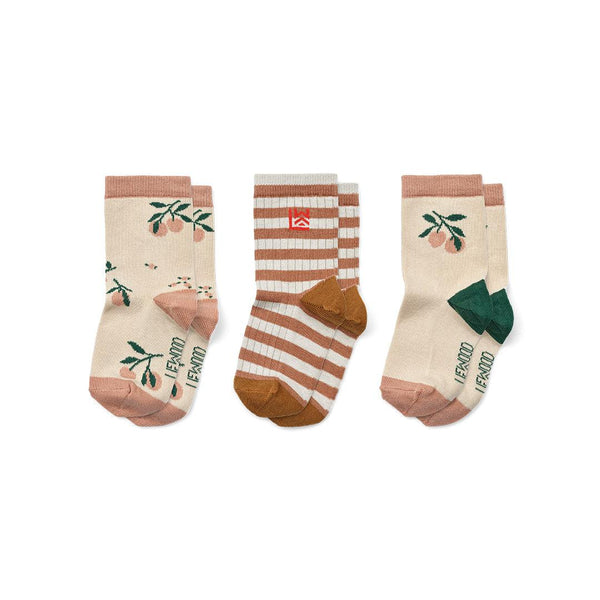 LIEWOOD SILAS COTTON SOCKS 3 PACK PEACH SEA SHELL MIX LIEWOOD SILAS COTTON SOCKS 3 PACK PEACH SEA SHELL MIX