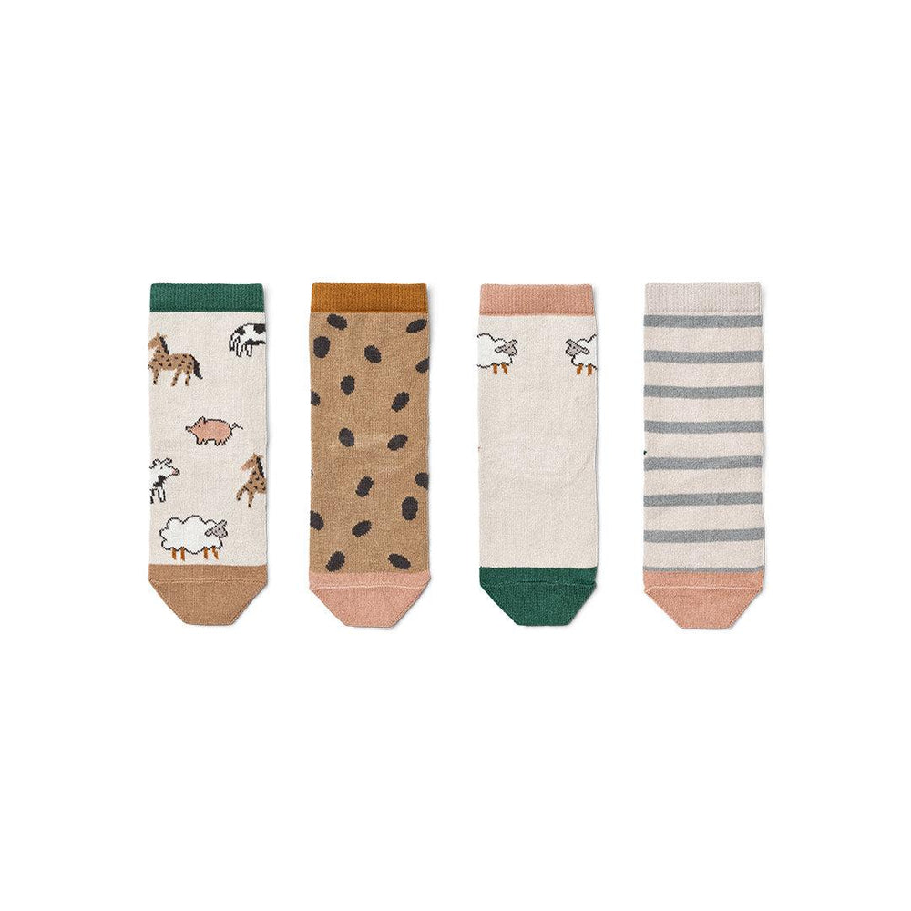 Liewood Silas Socks - 4 Pack - Farm/Sandy-Socks-Farm/Sandy-17/18 | Natural Baby Shower