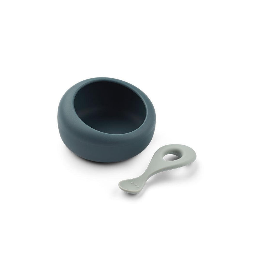 Liewood Sparia Bowl w Spoon - Whale Blue / Dove Blue-Bowls-Whale Blue / Dove Blue-One size | Natural Baby Shower