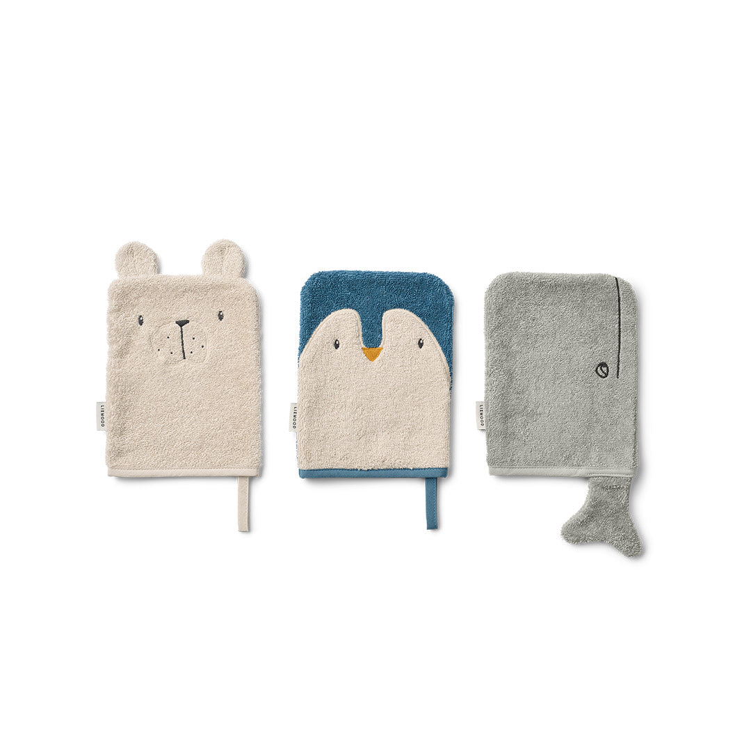 Liewood Sylvester Washcloth 3-pack - Arctic Sea / Ocean View-Bath Towels-Arctic Sea / Ocean View-One size | Natural Baby Shower