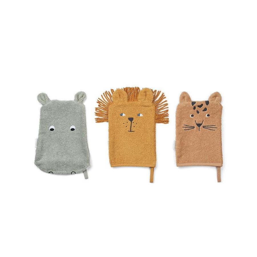 Liewood Sylvester Washcloth 3-Pack - Safari Mix-Washcloths-Safari Mix-One Size | Natural Baby Shower