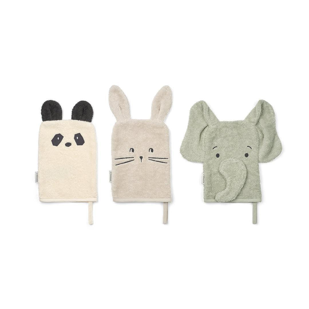 Liewood Sylvester Washcloth 3-pack - Dove Blue Mix-Bath Mitts-Dove Blue Mix- | Natural Baby Shower