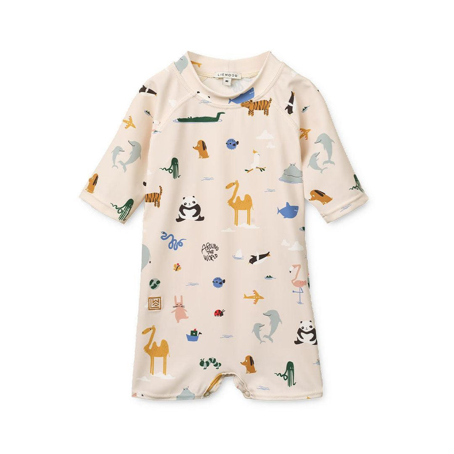 Liewood Thor Baby Swim Jumpsuit - Around The World / Sandy-Swimsuits-Around The World / Sandy-56 | Natural Baby Shower