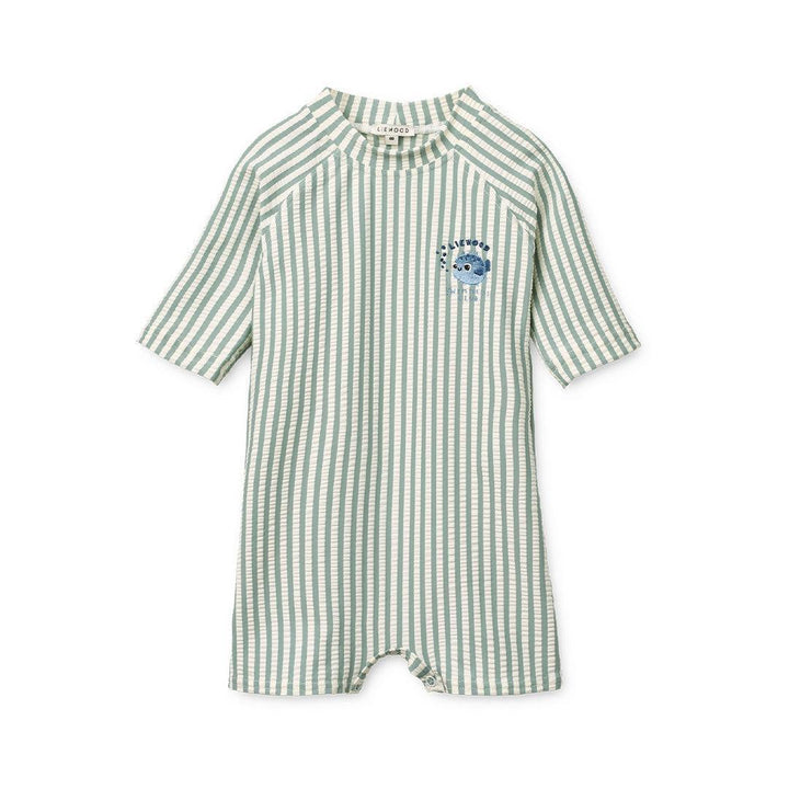 Liewood Thor Seersucker Baby Swim Jumpsuit - Peppermint / Sandy-Swimsuits-Peppermint / Sandy-56 | Natural Baby Shower