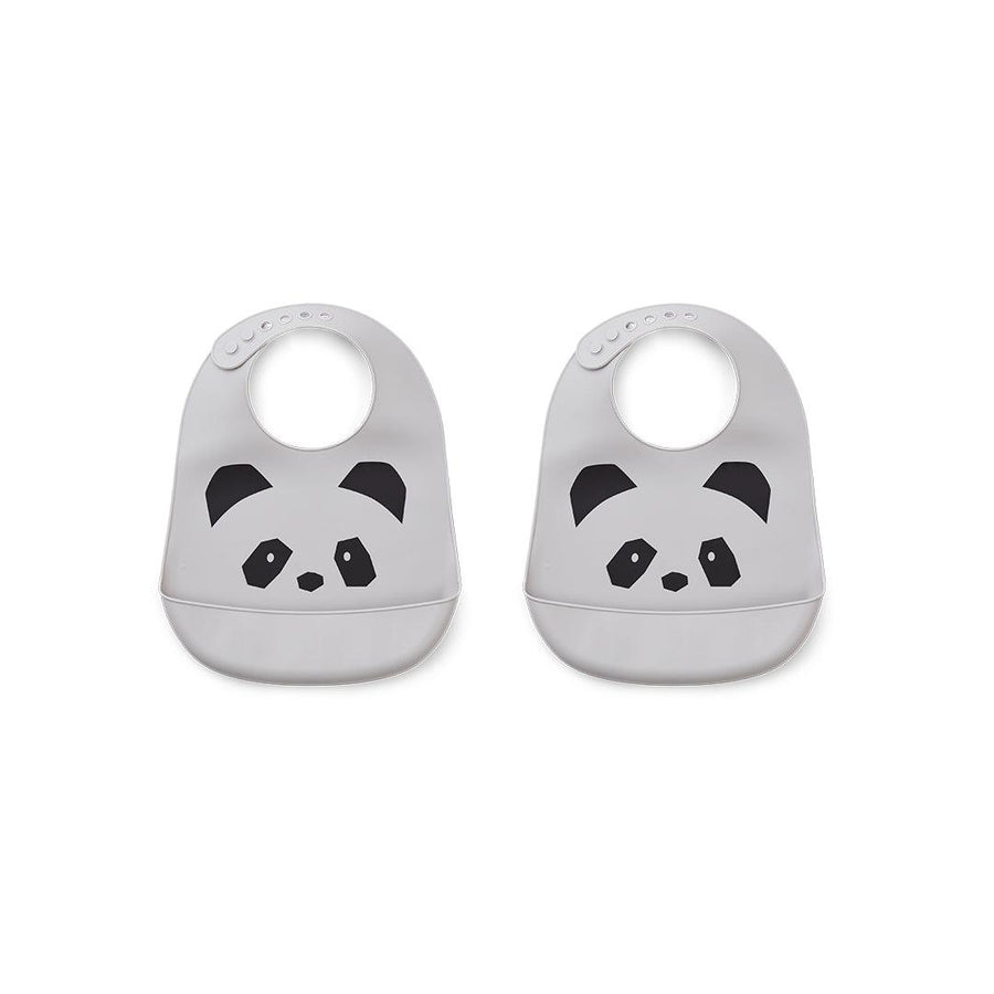 Liewood Tilda Silicone Bib - 2 Pack - Panda Dumbo Grey-Bibs-Panda Dumbo Grey- | Natural Baby Shower