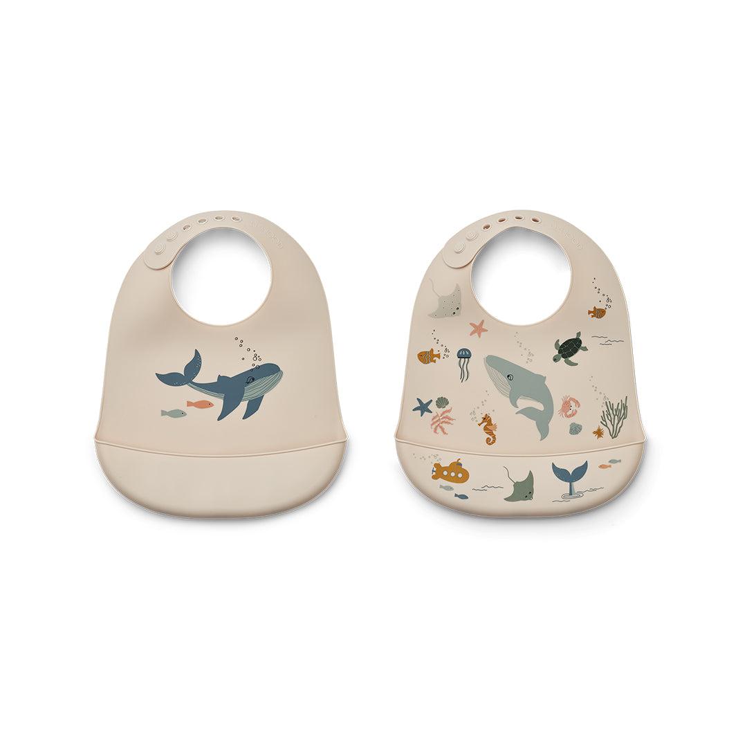 Liewood Tilda Printed Bib - 2 Pack - Sea Creature - Sandy-Bibs-Sea Creature/Sandy- | Natural Baby Shower