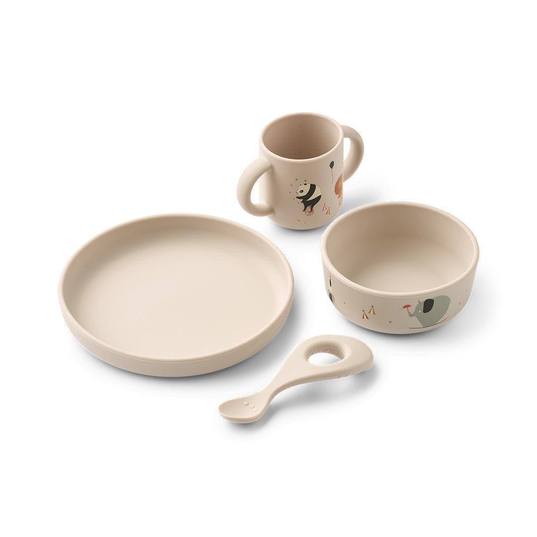 Liewood Vivi Printed Tableware Weaning Set - Circus/Sandy-Feeding Sets-Circus/Sandy-One size | Natural Baby Shower