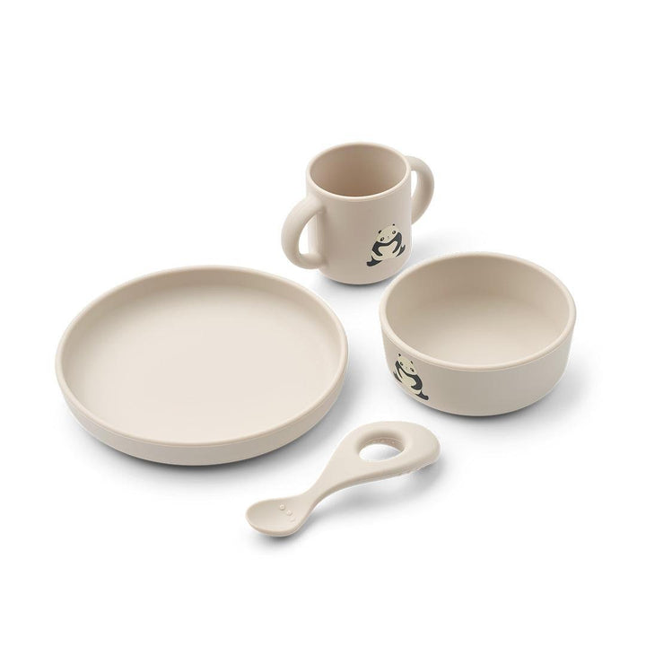 Liewood Vivi Printed Tableware Set - Panda / Sandy-Feeding Sets-Panda / Sandy- | Natural Baby Shower