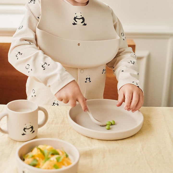 Liewood Vivi Printed Tableware Set - Panda / Sandy-Feeding Sets-Panda / Sandy- | Natural Baby Shower
