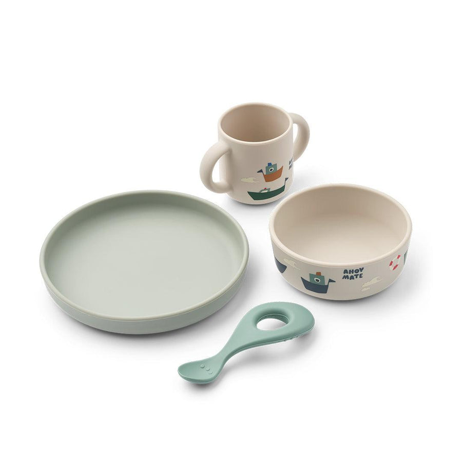 Liewood Vivi Printed Tableware Set - Sailing / Sandy-Feeding Sets-Sailing / Sandy- | Natural Baby Shower