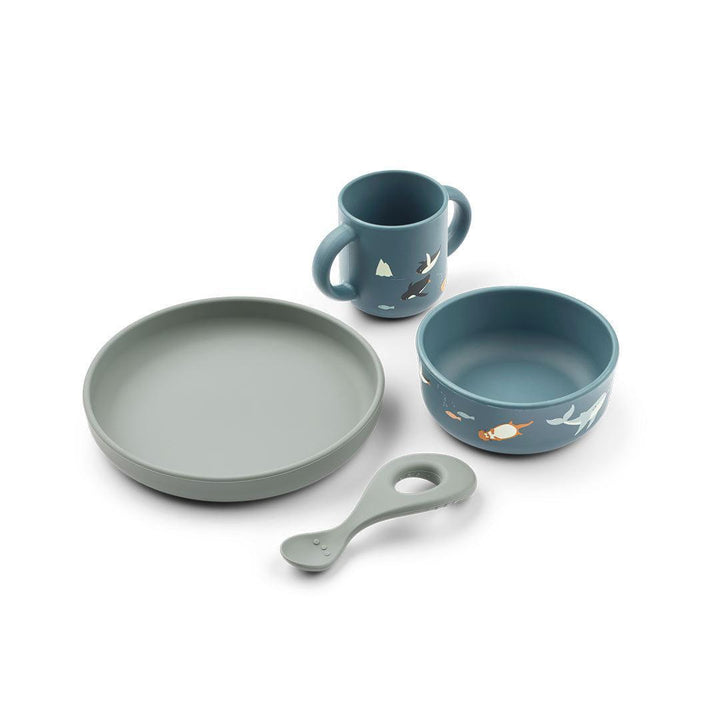 Liewood Vivi Printed Weaning Tableware - Arctic Sea / Ocean View-Feeding Sets-Arctic Sea / Ocean View-One size | Natural Baby Shower