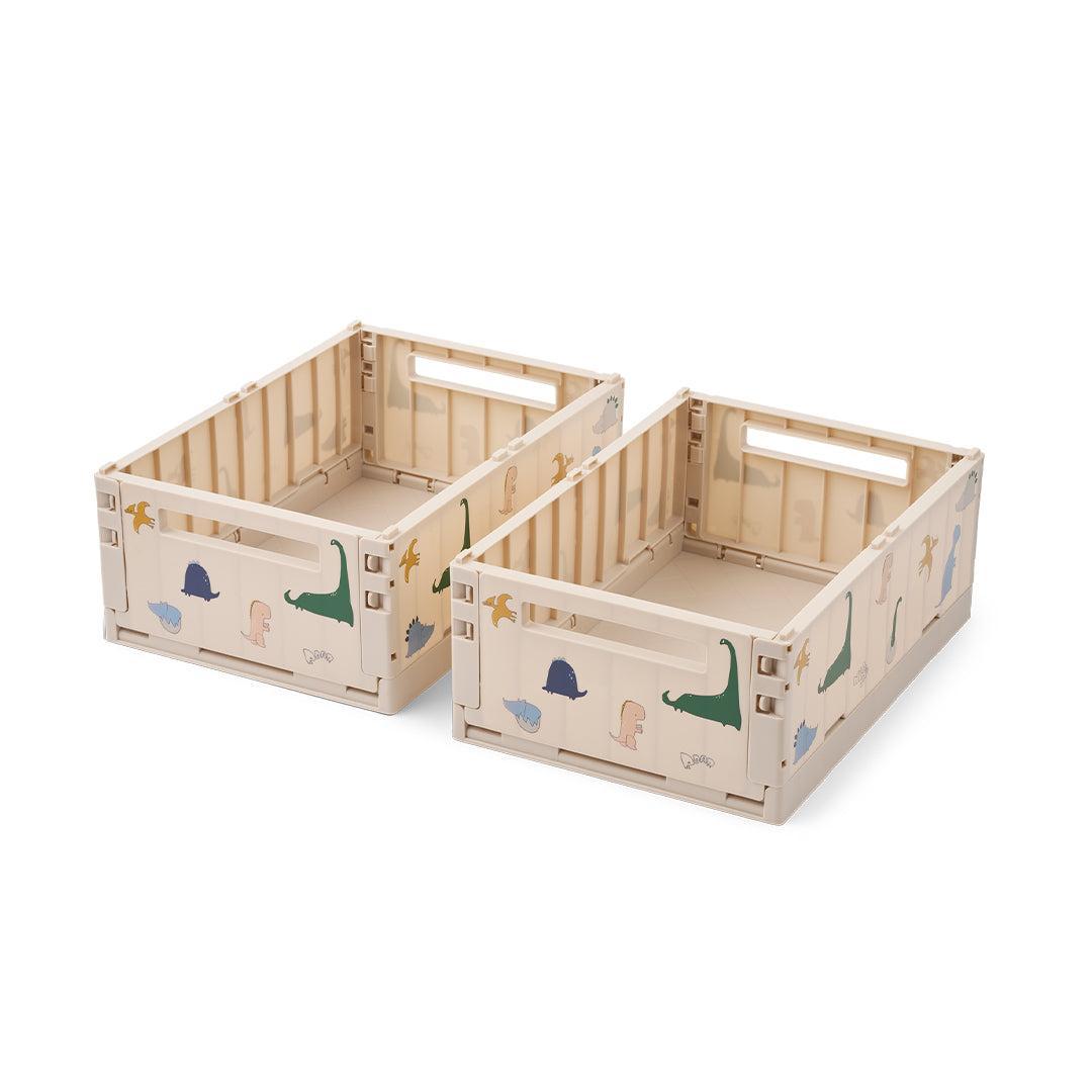 Liewood Weston Printed Storage Box M 2-pack - Dino Roar / Sandy-Storage Baskets- | Natural Baby Shower