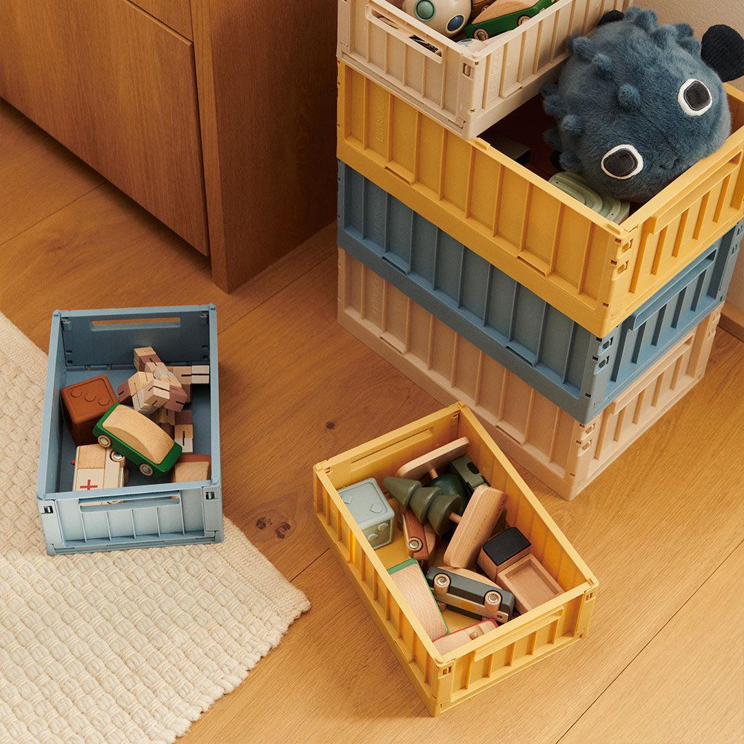 Liewood Weston Storage Box M 2-pack - Lemon Yellow-Storage Baskets-Lemon Yellow- | Natural Baby Shower