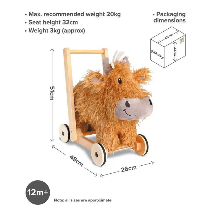 Little Bird Told Me - Push-Along - Highland Cow - Hubert-Push-Alongs-Hubert-12m+ | Natural Baby Shower