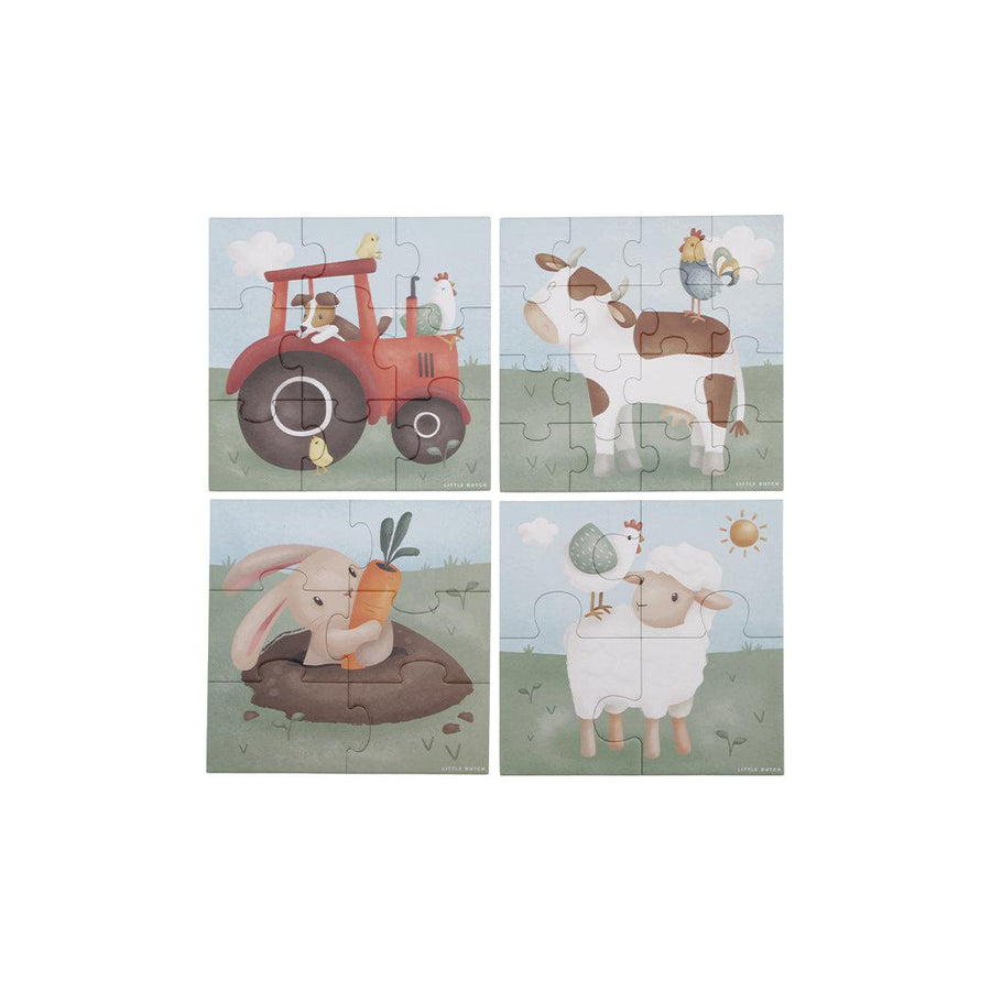 Little Dutch 4-In-1 Puzzles - Little Farm-Puzzles + Games-Little Farm- | Natural Baby Shower
